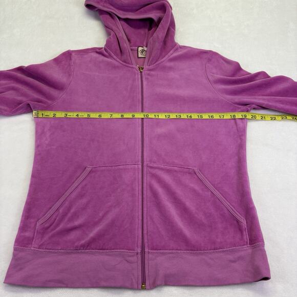 Vintage Y2K Juicy Couture Pink Velour Full Zip Hoodie Track Jacket Back Hit XL - Picture 8 of 12